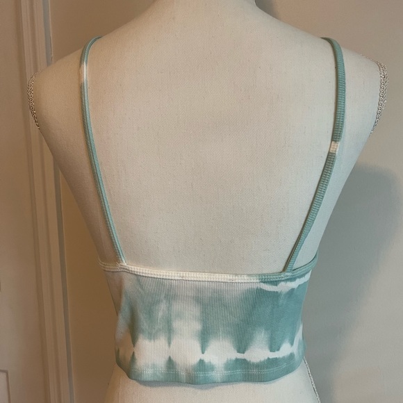 Zara Tie-Dye Tank Crop Top- Blue-Green and White Sz L - Picture 4 of 6